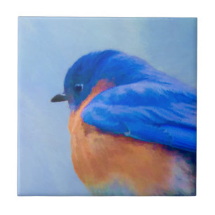 Carreau Peinture d'oiseau bleu - art original d'oiseau