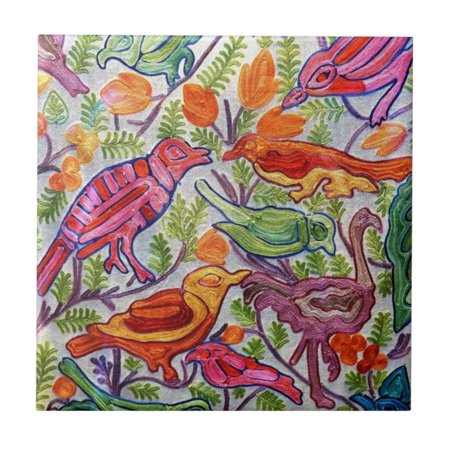 Carreau Peinture d'oiseaux décoratifs thaïlandais (Devant)