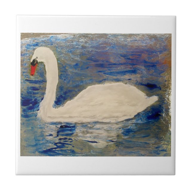 Carreau Peinture d'oiseaux Réflexions du cygne (Devant)