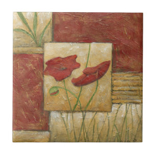 Carreau Peinture florale avec traits de pinceau visibles