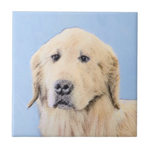 Carreau Peinture Golden Retriever - Joli art original chie