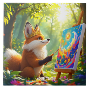 Carreau Peinture Imaginaire mignonne King Fox
