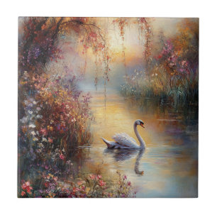Carreau Peinture impressionniste rustique Swan