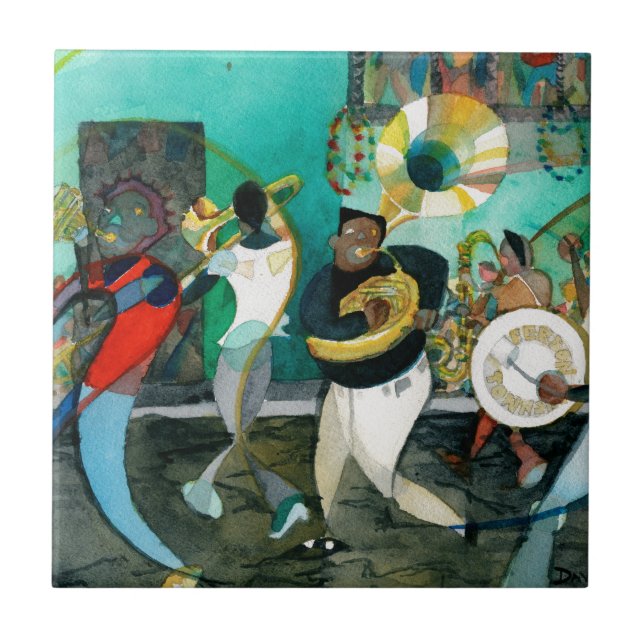 Carreau Peinture "jazz de musique de la Nouvelle-Orléans " (Devant)