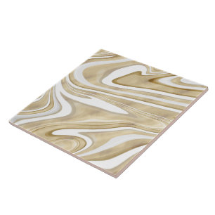 Carreau Peinture Liquide Retro Gold Swirl Design esthétiqu