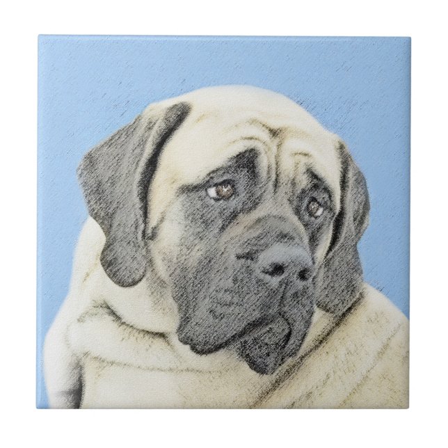 Carreau Peinture Mastiff (Fawn) anglaise - Art Chien origi (Devant)