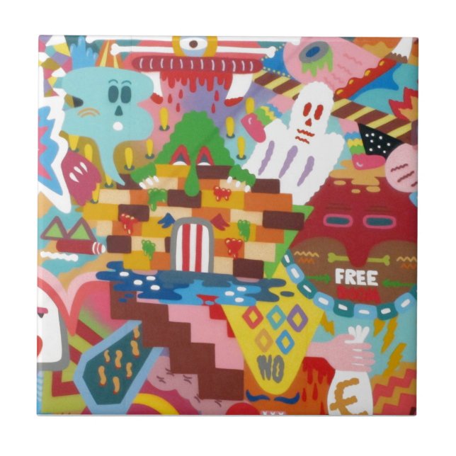 Carreau Peinture murale de graffitis Abstraits Pastel (Devant)