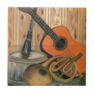 Carreau Peinture Musique-orientée d'art de guitare