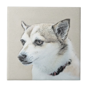 Carreau Peinture norvégienne Lundehund - Art original chie