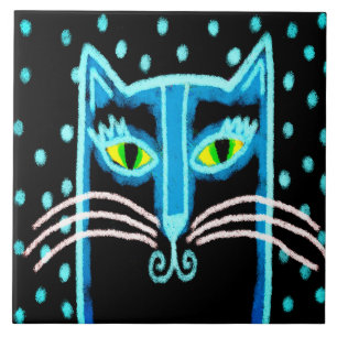 Carreau Peinture numérique Abstraite de chats noirs