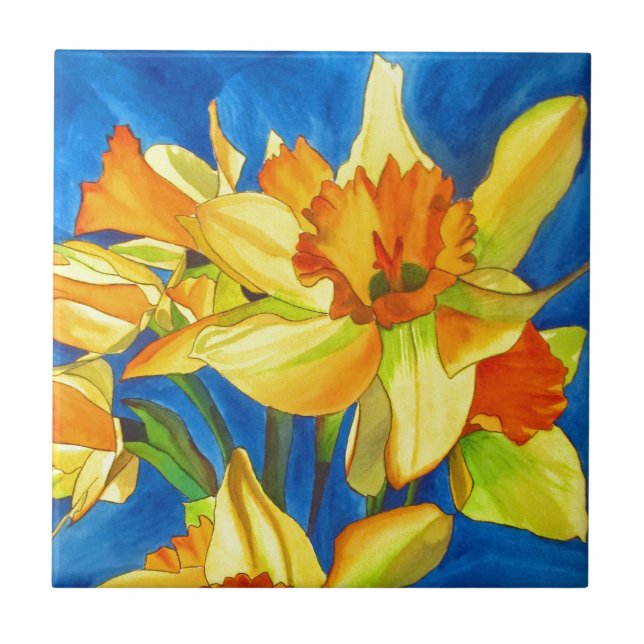 Carreau Peinture pour aquarelle de narcisse jaune de (Devant)