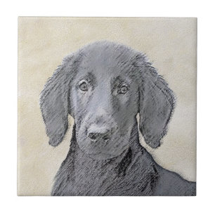 Carreau Peinture Retriever à revêtement plat - Art Chien