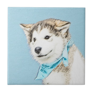 Carreau Peinture Sibérienne Husky Puppy - Art Chien origin