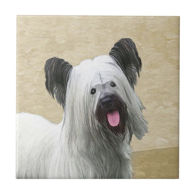 Carreau Peinture Skye Terrier - Cute Original Chien Art (Devant)
