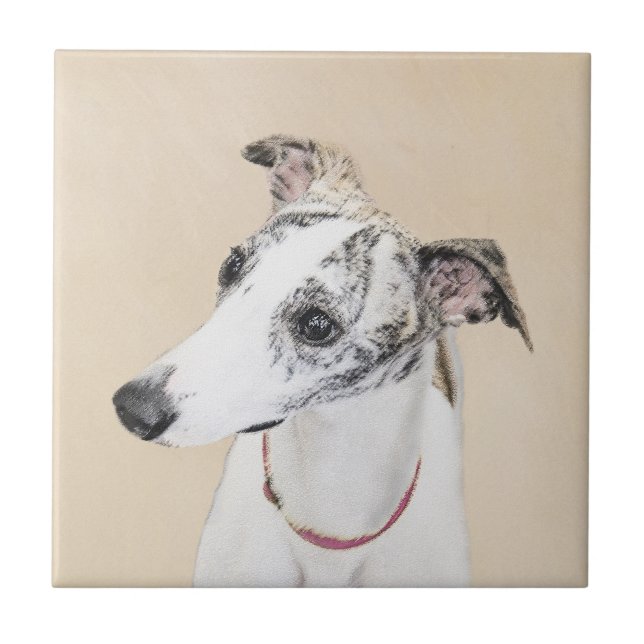 Carreau Peinture Whippet - Jolie art original chien (Devant)
