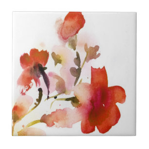Carreau Peintures florales abstraites d'aquarelle