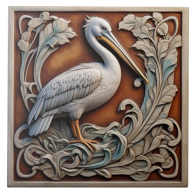 Carreau Pélican - Carrelage Art Nouveau en céramique (Devant)