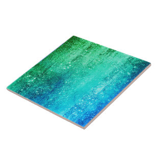 Carreau Pente de glam océanique bleu-vert
