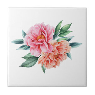 Carreau Peonées florales rose Pêche Cuisine Salle de bain 