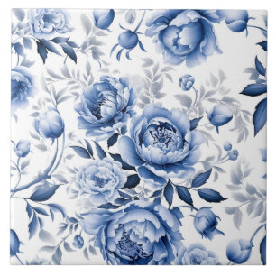 Carreau Peonies bleues