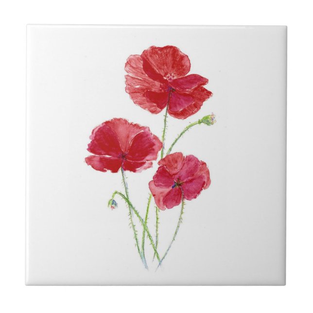 Carreau Pépites rouges, Fleurs de jardin, Floral (Devant)