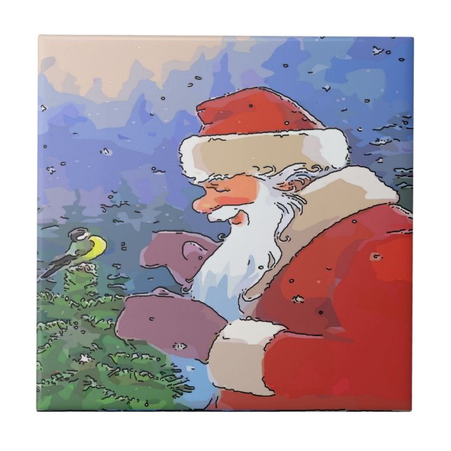 Carreau Père Noël avec oiseau (Devant)