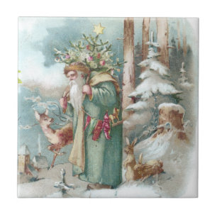 Carreau Père Noël et Noël de cru d'animaux de forêt