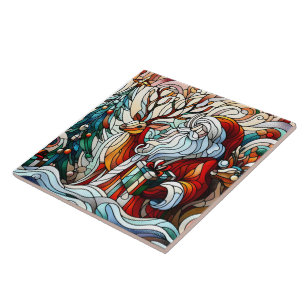 Carreau Père Noël, rennes et cadeaux des arbres