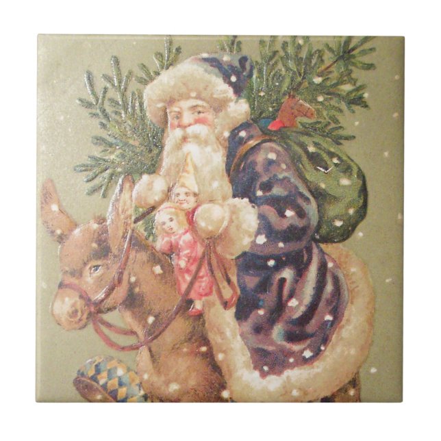Carreau Père Noël Riding Donkey (Devant)