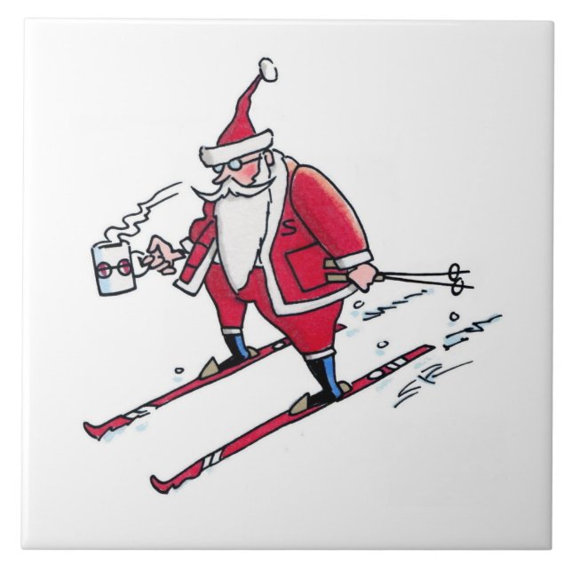 Carreau Père Noël Skiing grand carrelage en céramique (Devant)