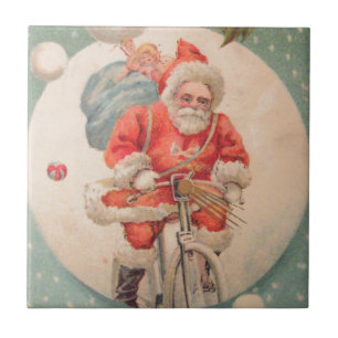 Carreau Père Noël sur Bicylce
