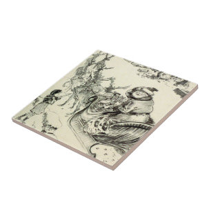 Carreau Père Noël vintage noire et blanche Venir à la vill