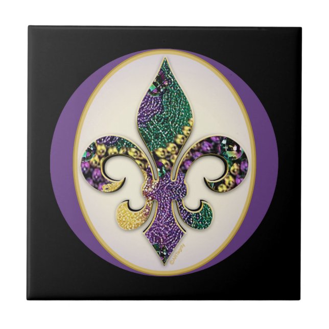 Carreau Perle Fleur de lis de mardi gras (Devant)