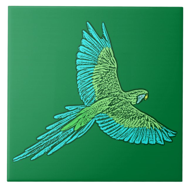 Carreau Perroquet en vol, Jade Green et Turquoise (Devant)