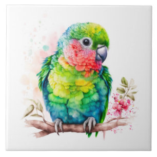 Carreau Perroquet vert - Bébé mignon oiseau