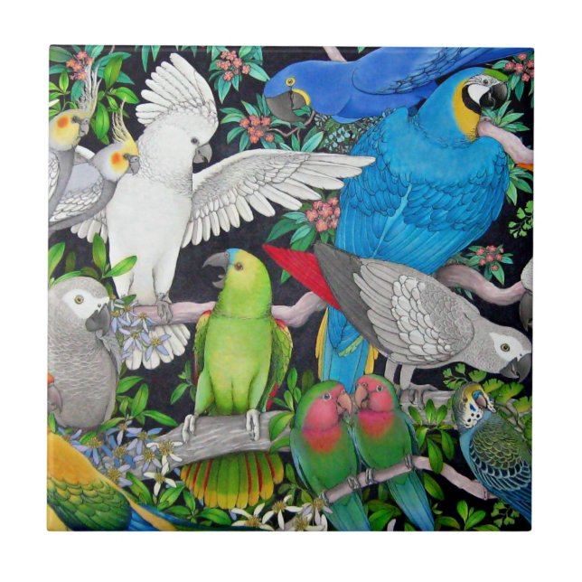 Carreau Perroquets d'animal familier de la tuile du monde (Devant)