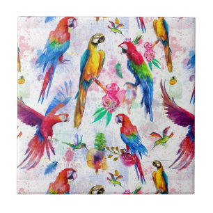Carreau Perroquets de style d'aquarelle