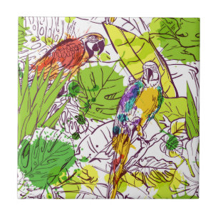 Carreau Perroquets tropicaux