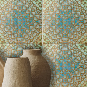 Carreau Perse détendu Turquoise Brown géométrique