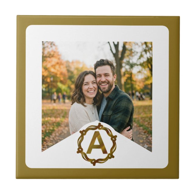 Carreau Personalized Artisan Monogram A | Wood Frame (Devant)