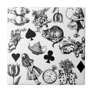 Carreau Personnages classiques d'Alice dans les aventures 