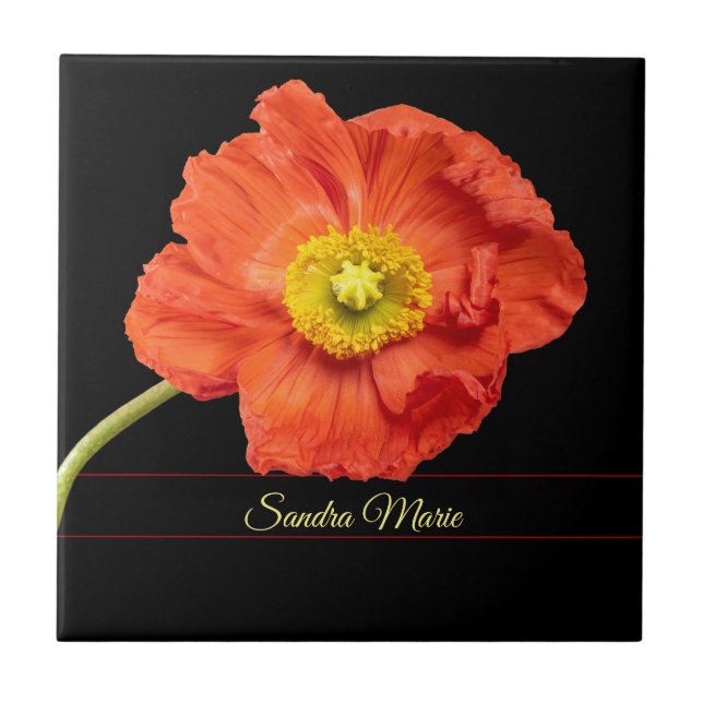 Carreau Personnaliser la fleur de pavot rouge (Devant)
