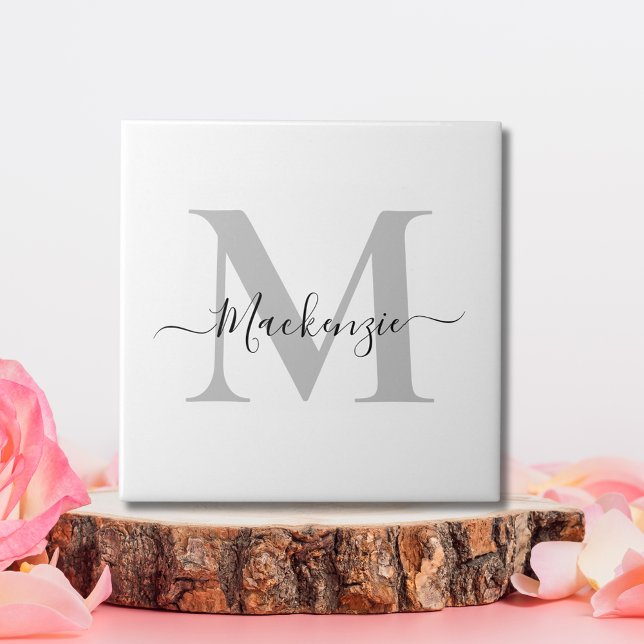 Carreau Personnaliser le nom initial du monogramme (Personalize Monogram Initial Name Ceramic Tile)