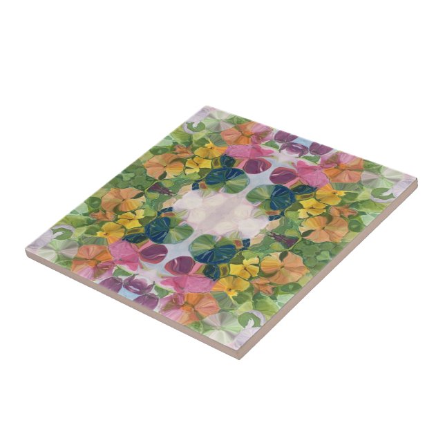 Carreau Pétales de fleurs colorées Aquarelle Motif peintur (Côté)