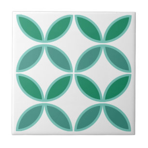 Carreau Pétales de fleurs ou de cercle turquoise et vert d