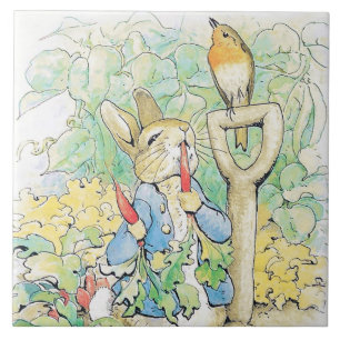 Carreau "Peter Rabbit mange une carotte" par Beatrix Potte