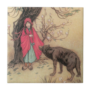 Carreau Petit chapeau rouge vintage par Warwick Goble