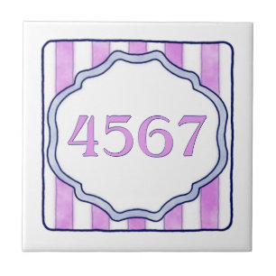 Carreau Petit numéro de maison rose et lavande