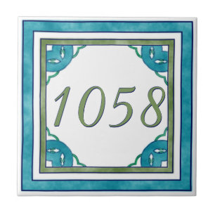 Carreau Petit numéro de maison turquoise et vert