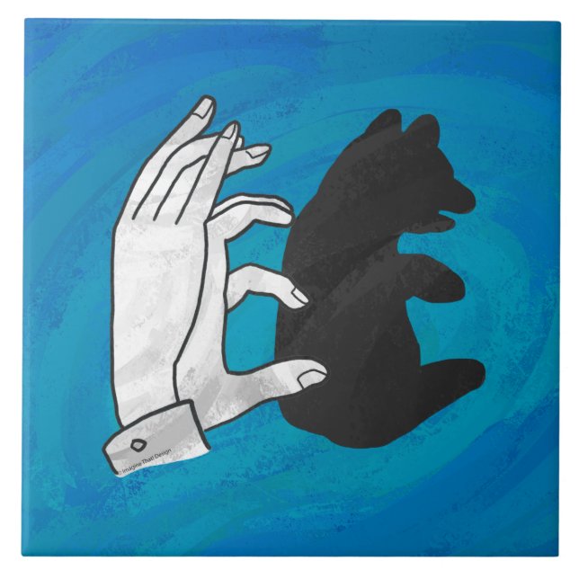 Carreau Petit Ours Ombre Sur Bleu (Devant)